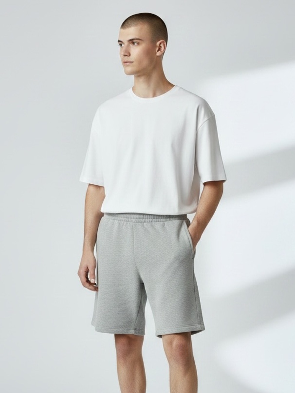 ADDIDAS Men's Casual Knit Shorts in Light Gray XS